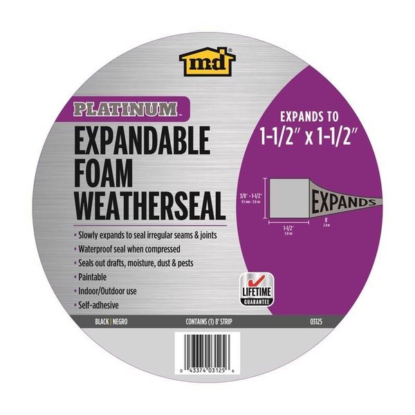 Tower Sealants M-D Building Products Platinum Black Foam Waterproof Weatherseal For Multi-Purpose 8 ft. L X 1.5 in. 03125
